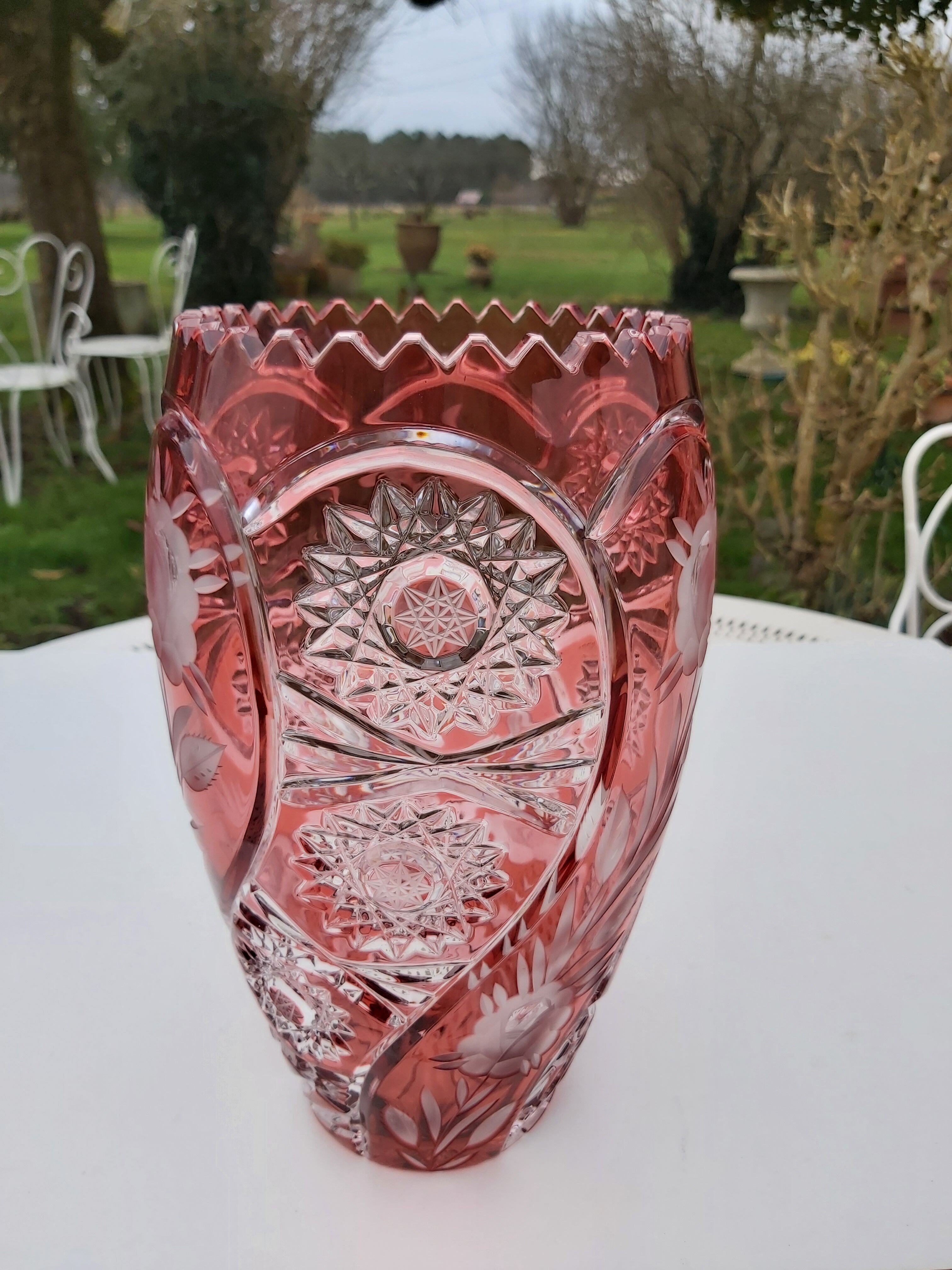 Bohemian crystal vase height 28.5 cm