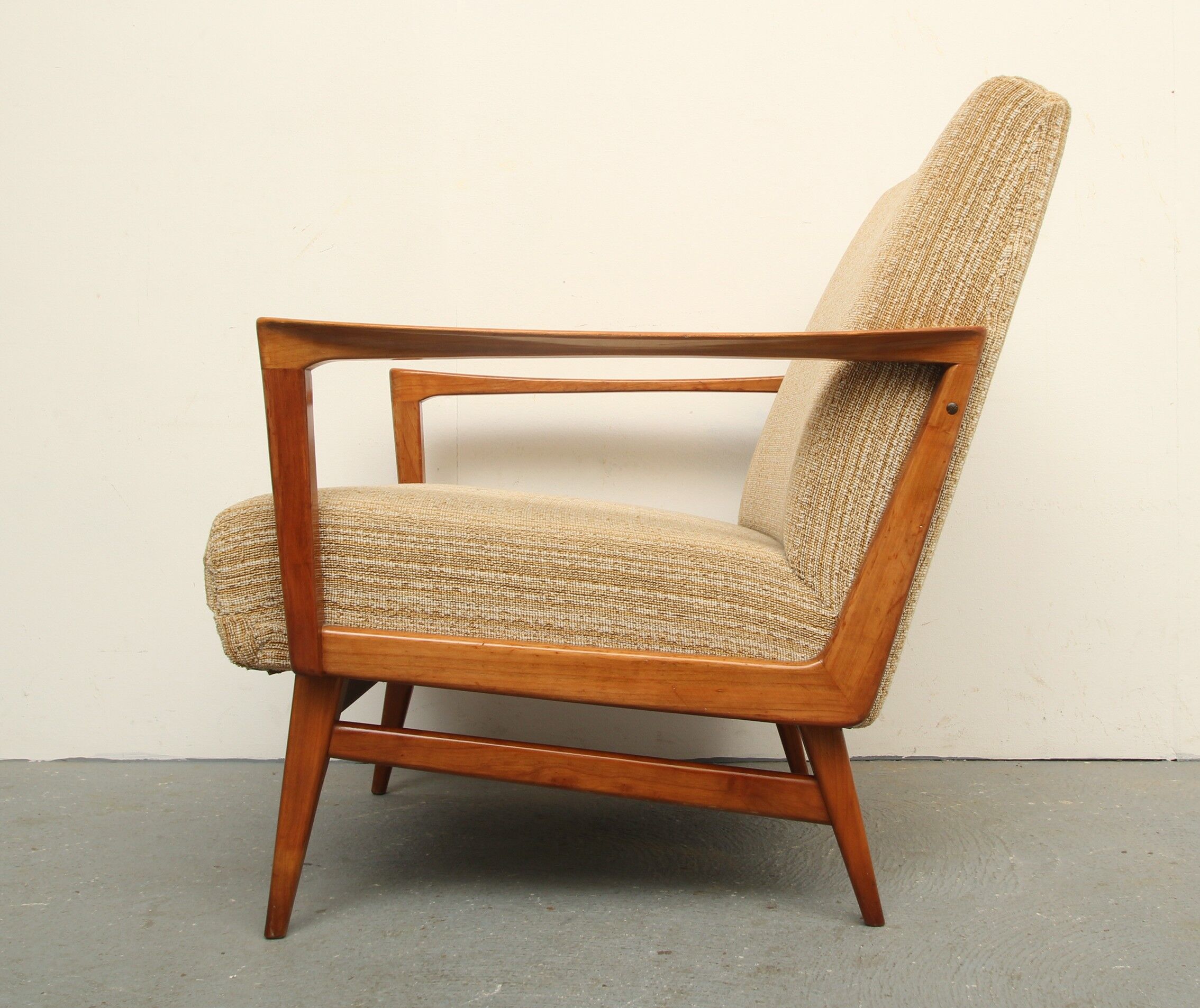 1950s armchair cherrywood in beige