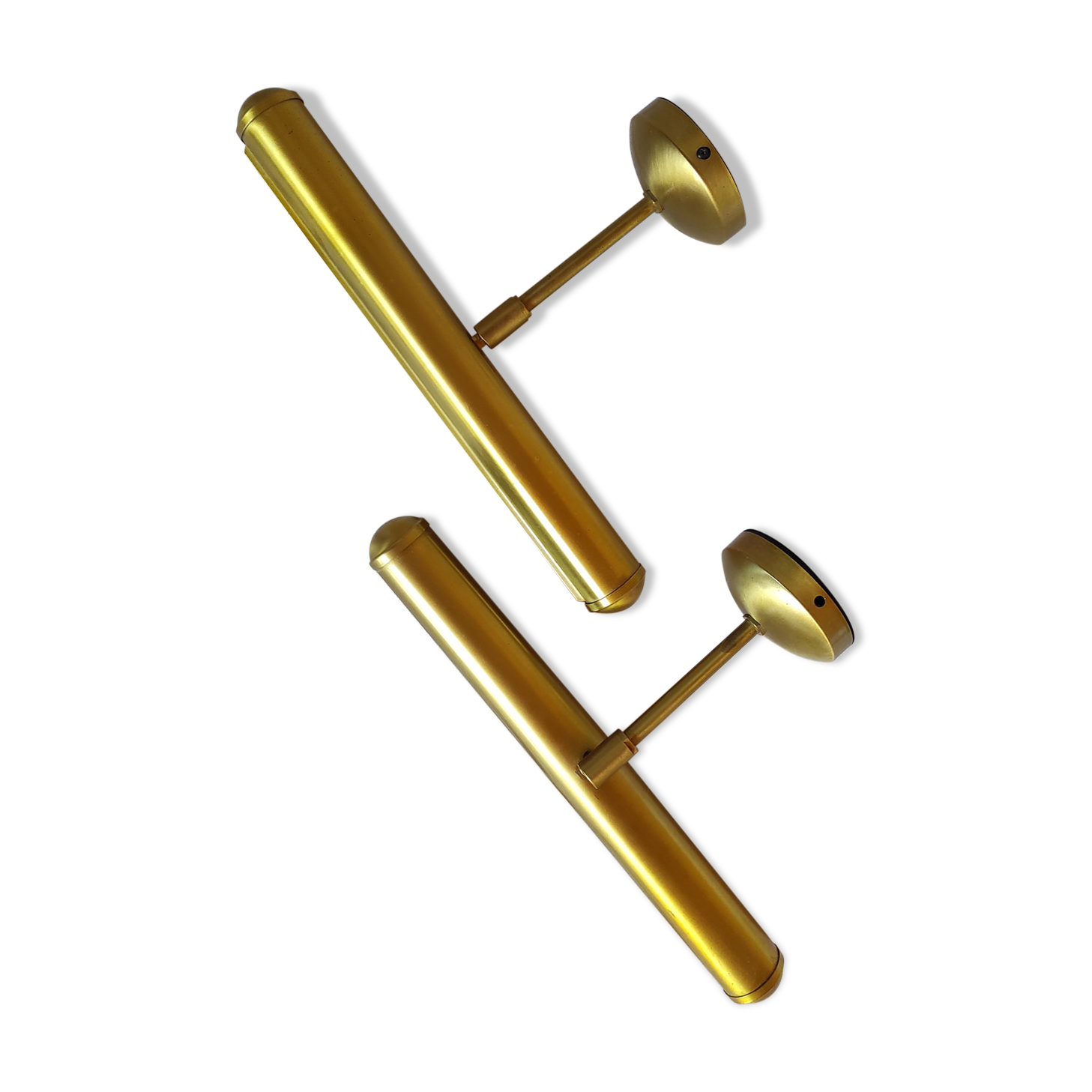 Pair of brushed brass sconces, 1970