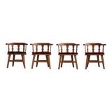 Set of 4 modern Norwegian armchairs by Krogenæs, solid pine, 1950s.
