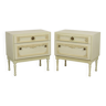 Vintage wooden bedside tables hinged door drawer off white bedside tables 61cm