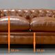 Chesterfield padded leather sofa - late 19th century
