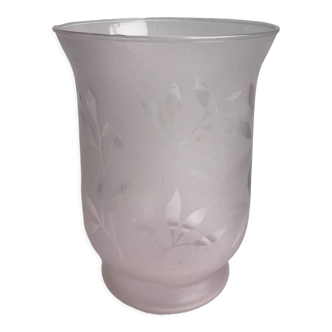 Vintage pink frosted glass vase