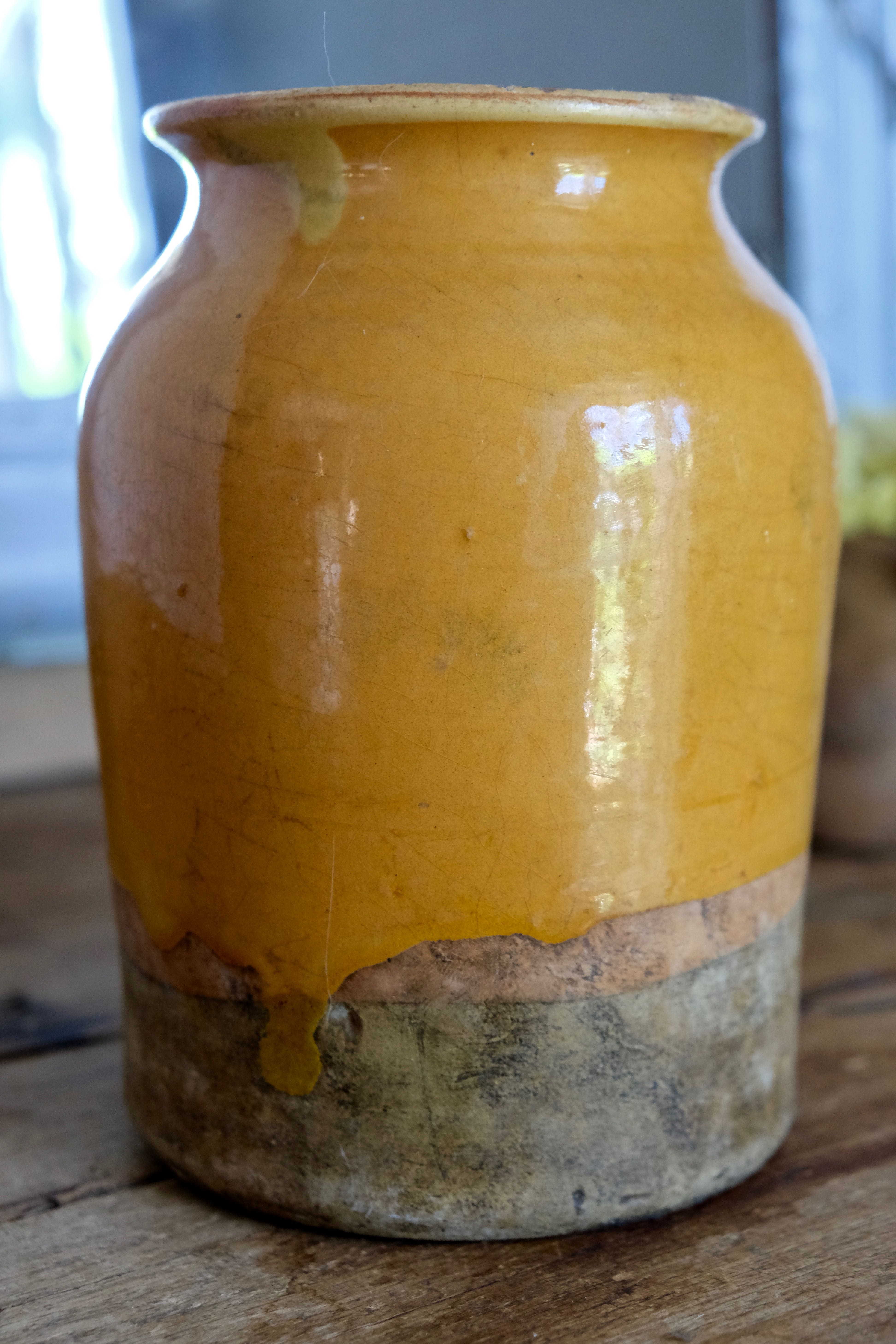 Antique yellow glazed grease pot 19th