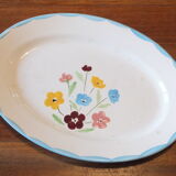 Plat ovale années 50 Salins modèle Jocelyne - fleurs