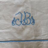 Antique linen sheet with JB embroidery