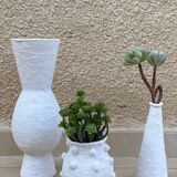 Lot de 3 vases vintage blancs