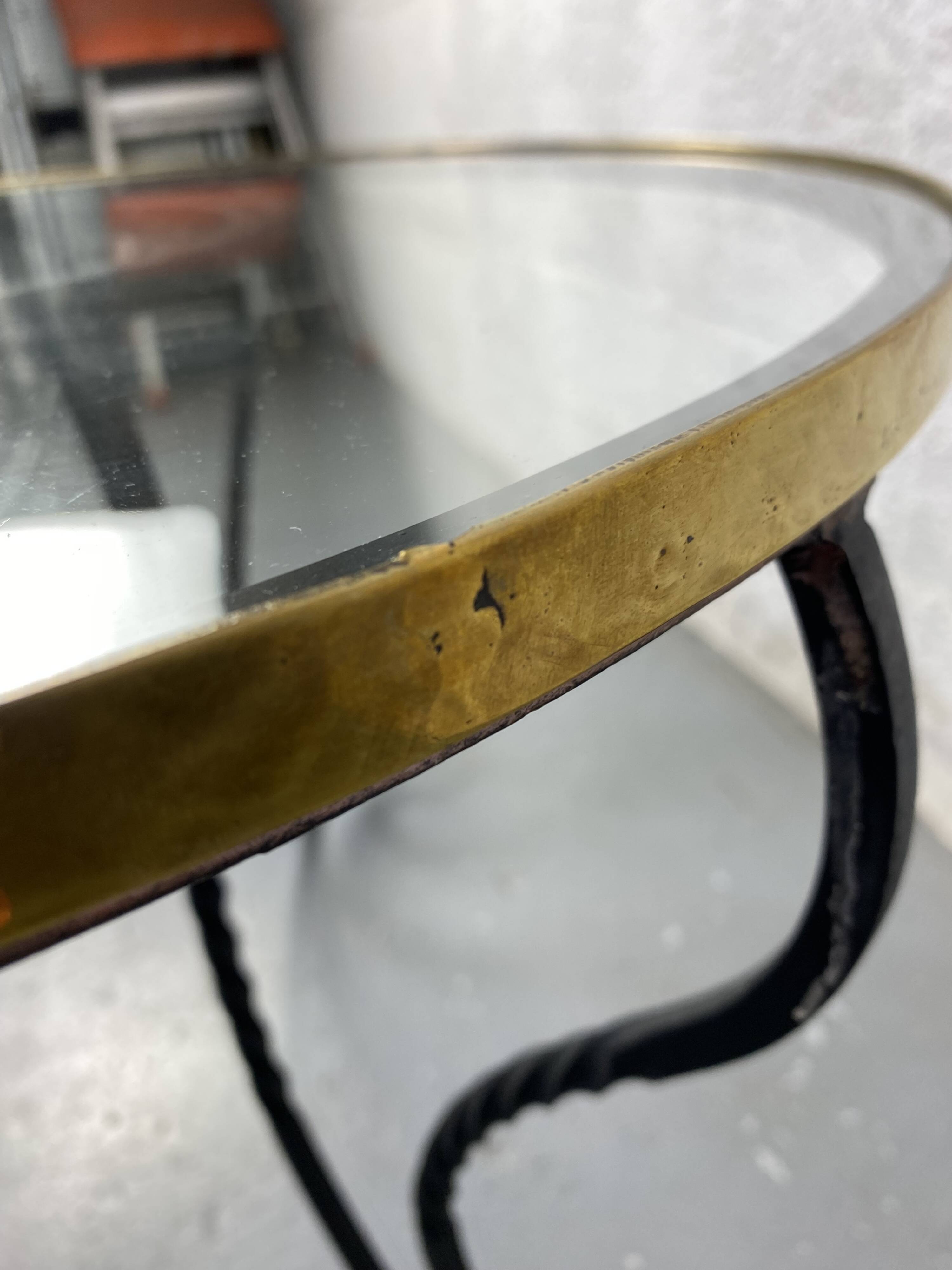 Wrought iron coffee table and glass top