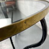 Table basse en fer forgé et plateau en verre