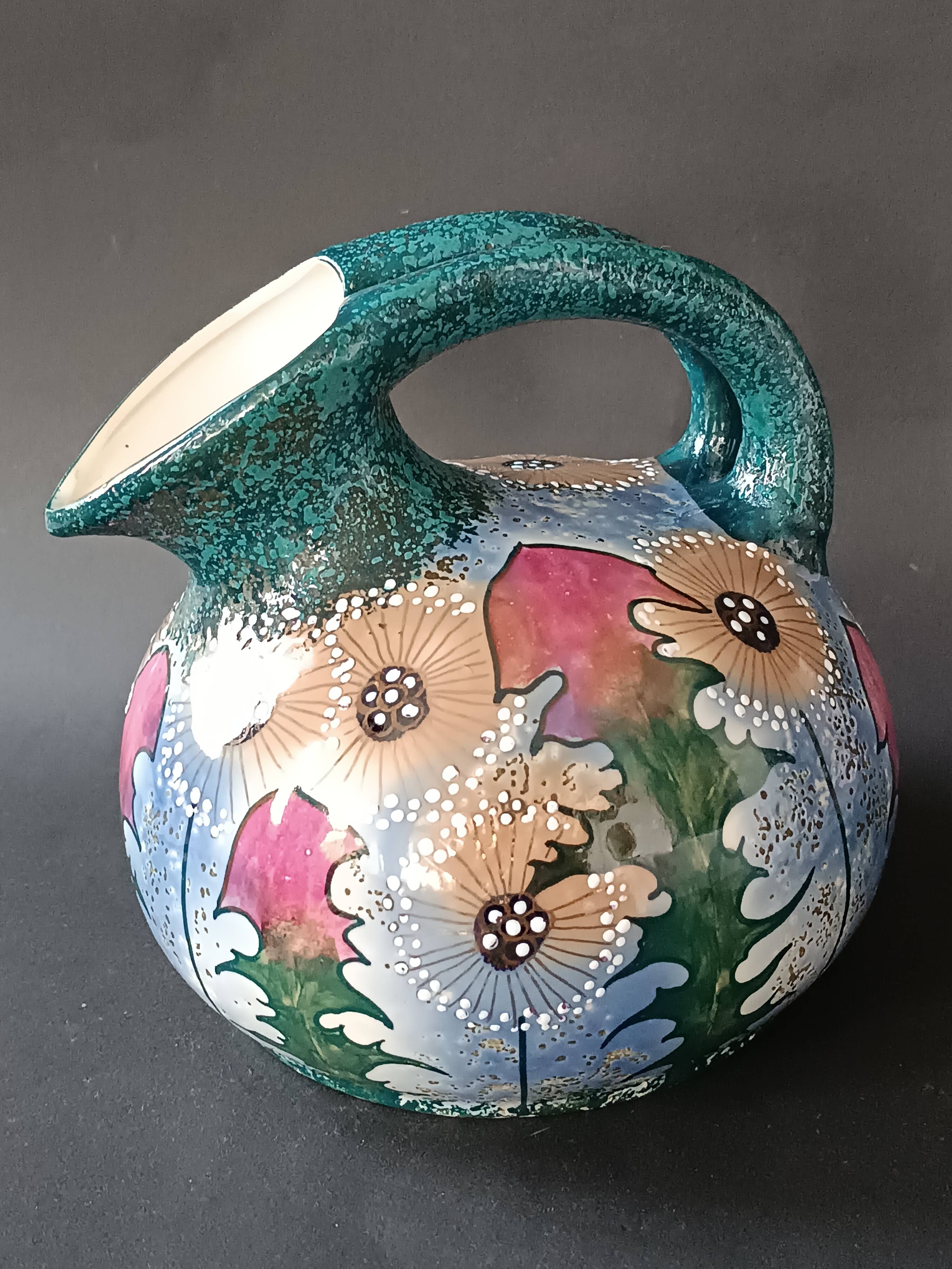 Iridescent porcelain vase with dandelion decoration, Amphora, Czechoslovakia, 1920.