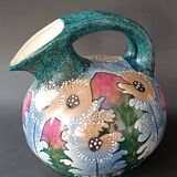 Iridescent porcelain vase with dandelion decoration, Amphora, Czechoslovakia, 1920.