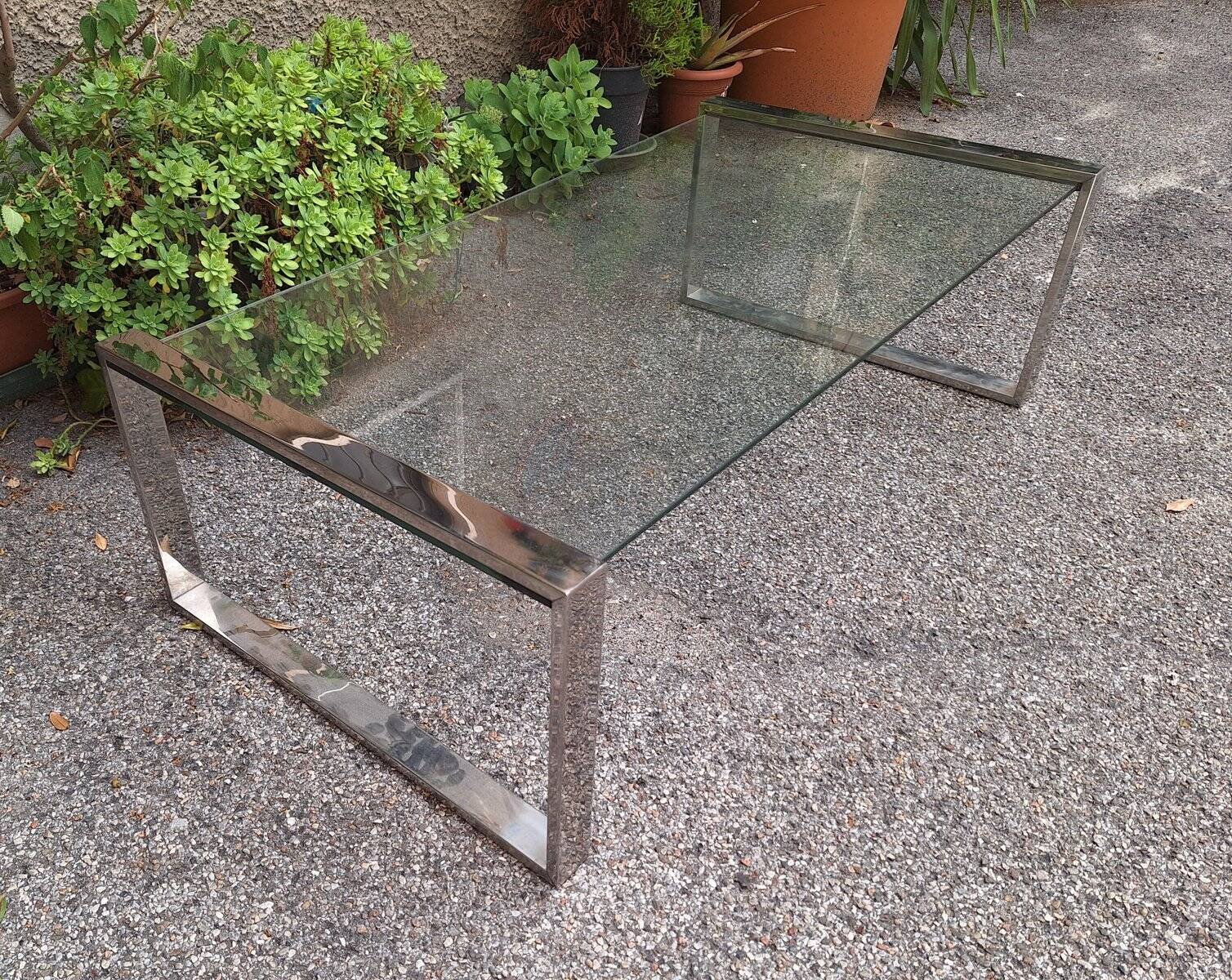 Coffee Table in Chrome and Glass, 1960s