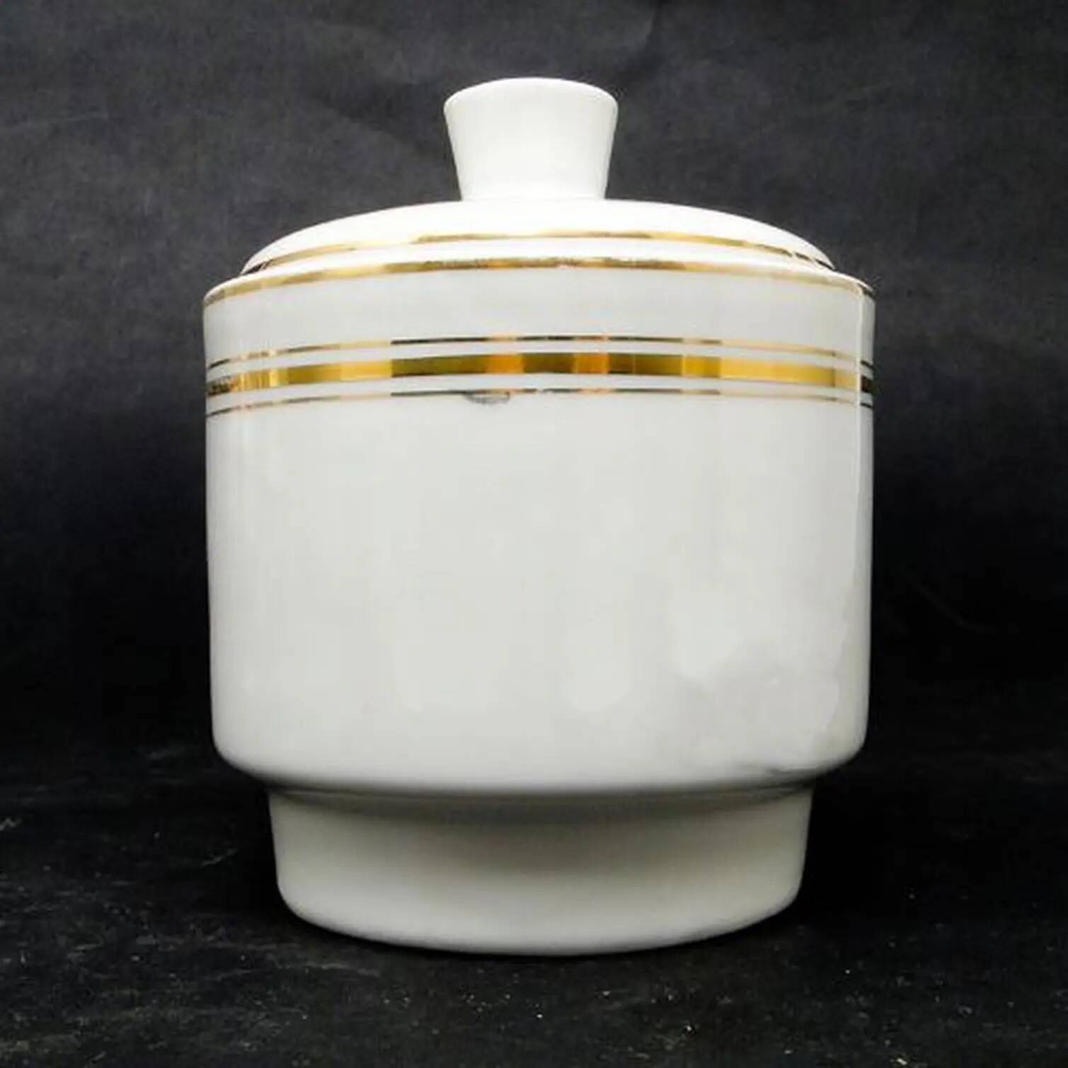 Mid-century modern sugar bowl, ivory ceramic, Ćmielów, Poland, 1960s