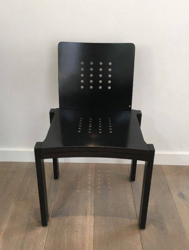 Set of 6 black wooden chairs