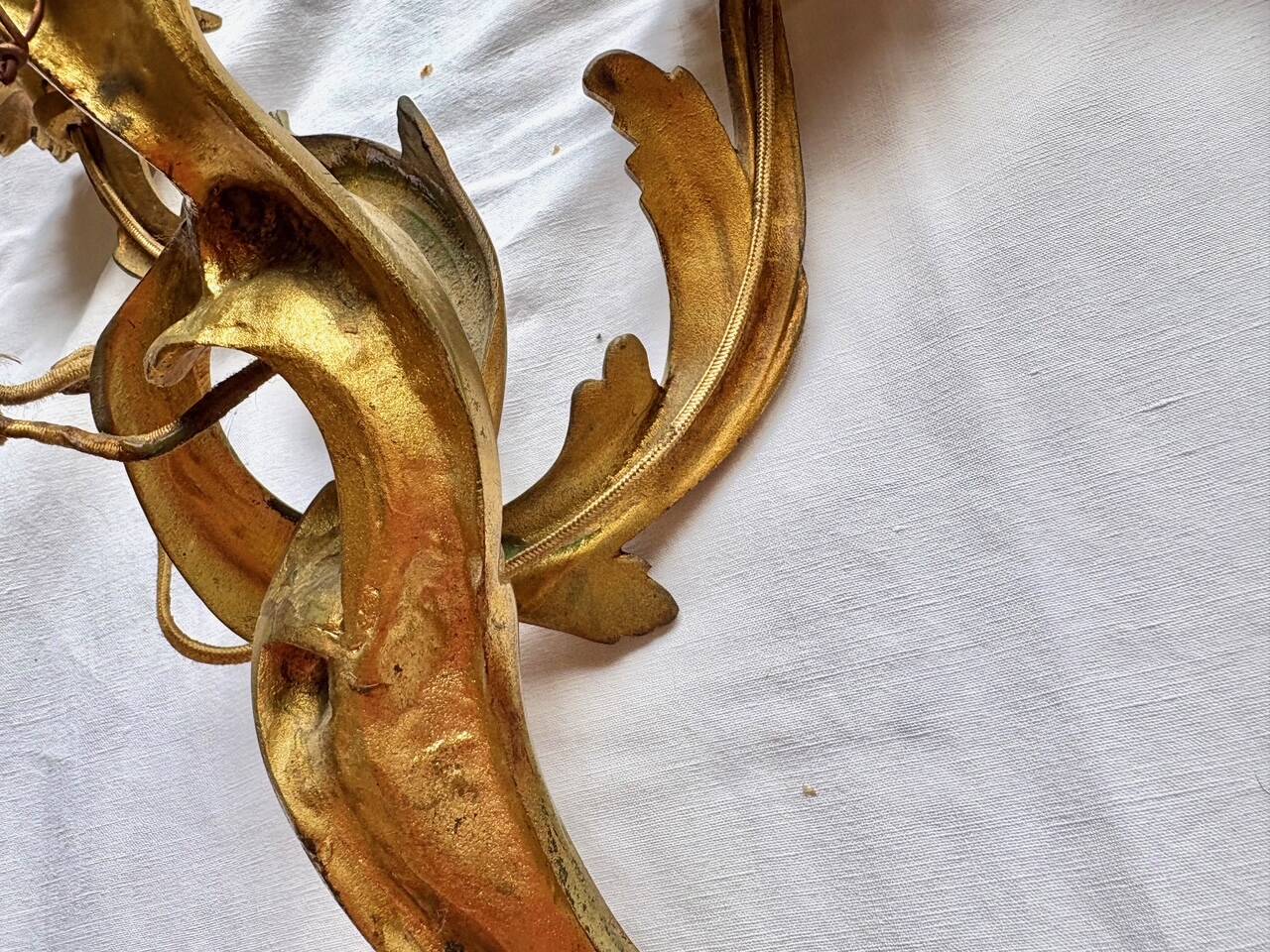 Pair of gilt bronze wall sconces, Louis XV rocaille style