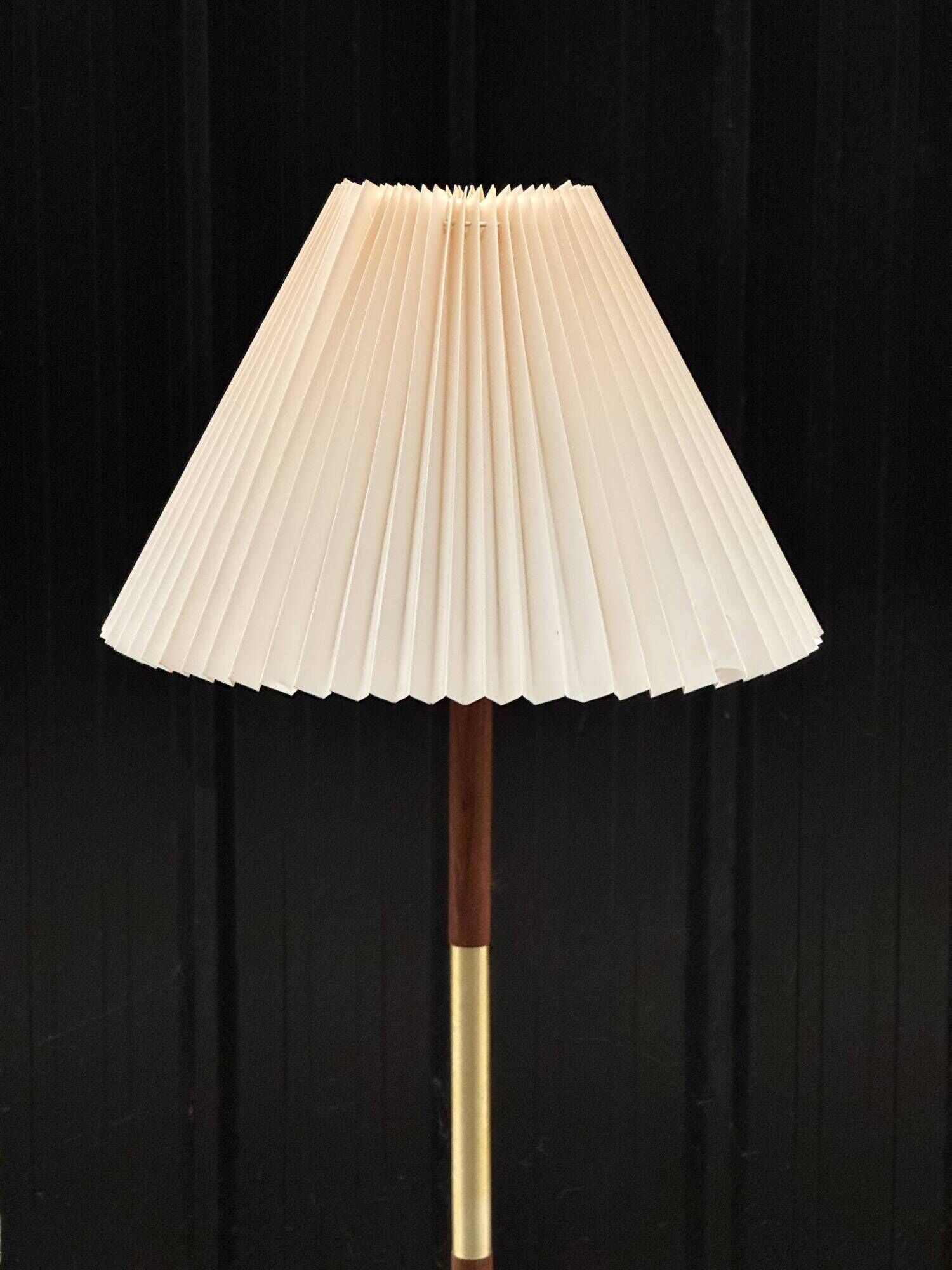 Scandinavian teak and brass floor lamp
