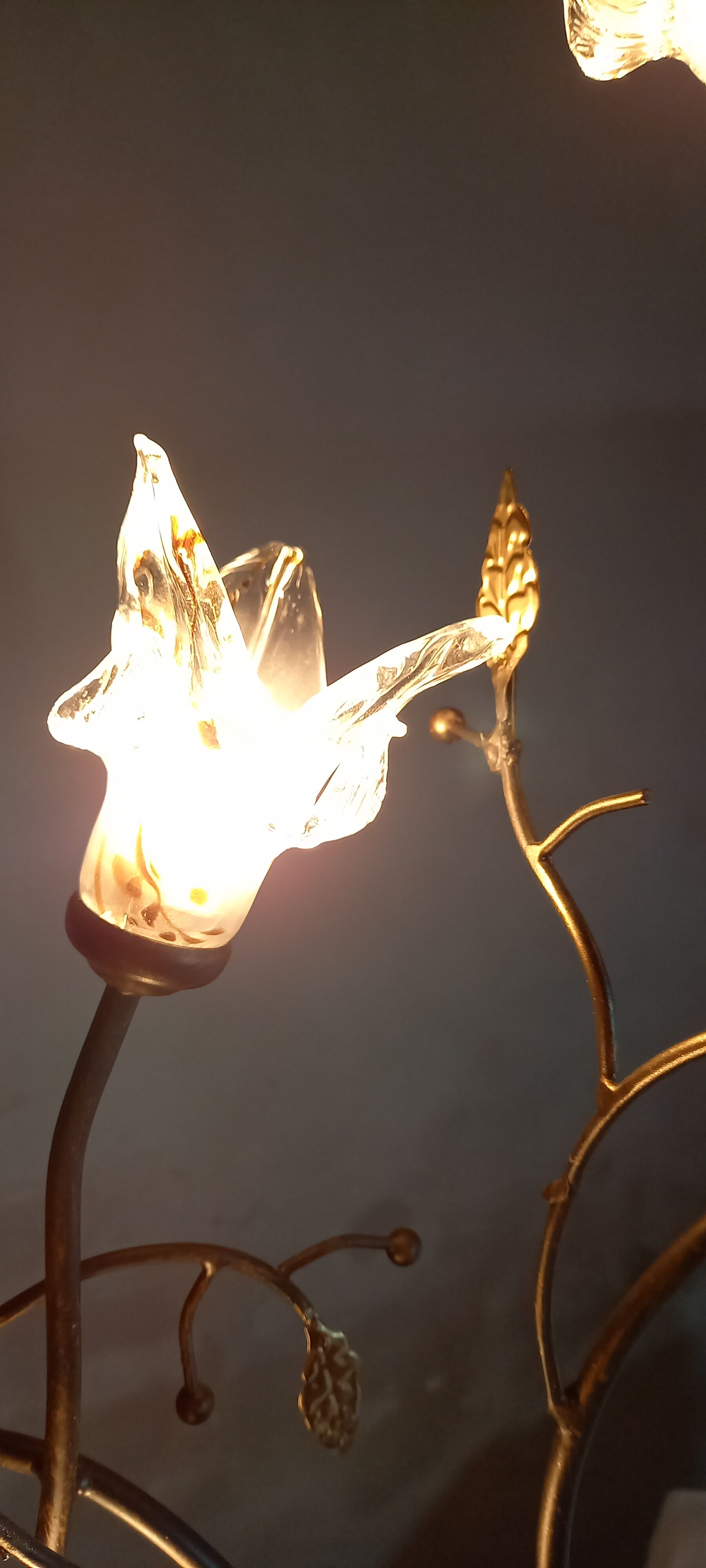 Wrought iron floor lamp and glass paste lampshade