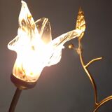 Wrought iron floor lamp and glass paste lampshade