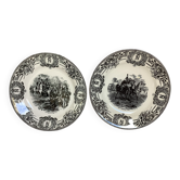 Paire assiettes Napoléon boch La Louvière Belgium