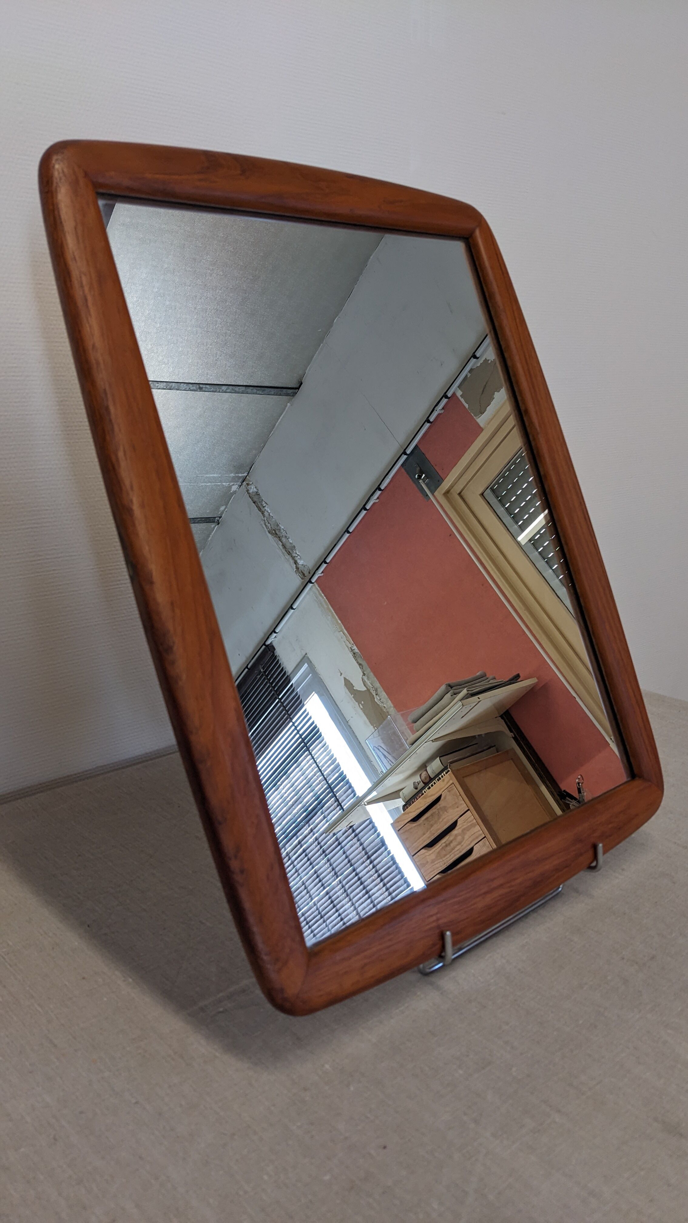 Scandinavian mirror in solid teak, Denmark circa 1970.