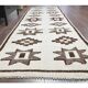 1970s Vintage Turkish Hand-Knotted Wool Cotton White Runner Rug 90X310