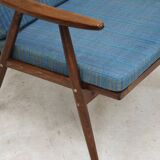 Pair of blue boomerang armchairs by Antonin Suman for Ton (Thonet) 1960