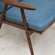 Pair of blue boomerang armchairs by Antonin Suman for Ton (Thonet) 1960