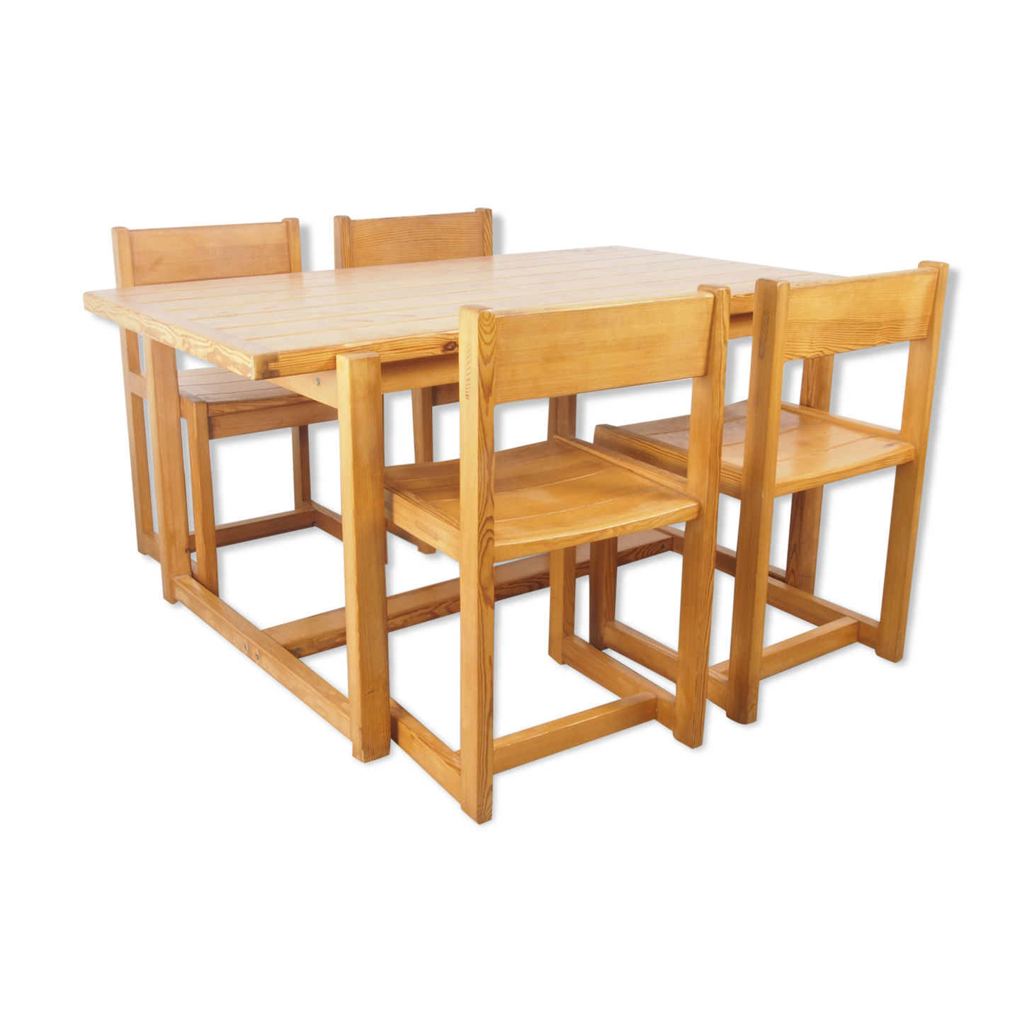 Vintage pine Scandinavian dinner set by Hugo Svensson for Bjarnums Mobelfrabiker