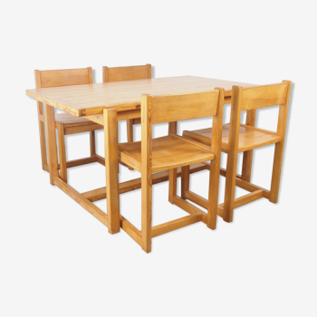 Ensemble de salle à manger scandinave vintage en pin, par Hugo Svensson pour Bjarnums Mobelfrabiker