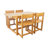 Vintage pine Scandinavian dinner set by Hugo Svensson for Bjarnums Mobelfrabiker