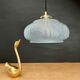 Vintage art deco lampshade pendant lamp in blue frosted glass