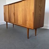 Model 19 High Sideboard in Teak with Sliding Doors by Gunni Omann for Omann Jun, 1960s