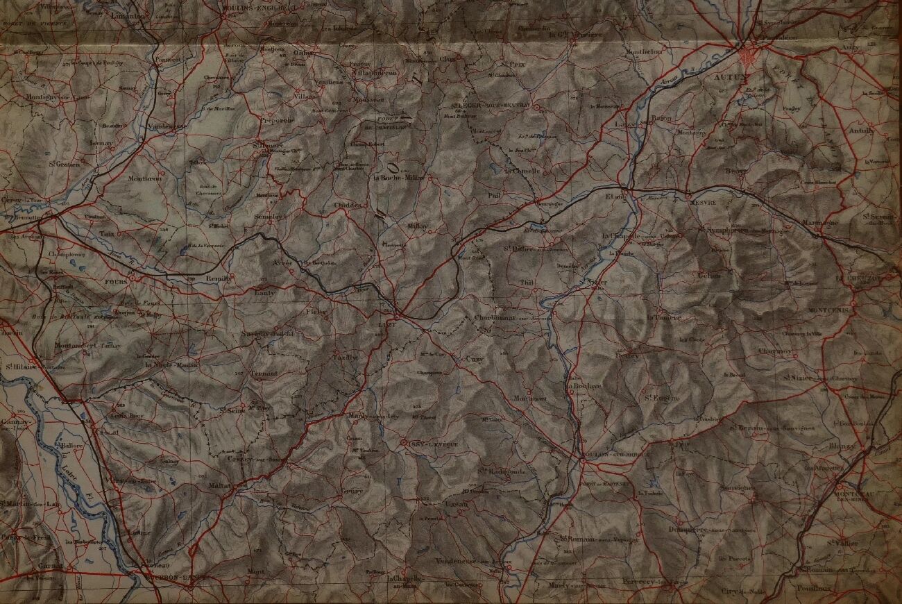 Old map of the Autun region of Château Chinon