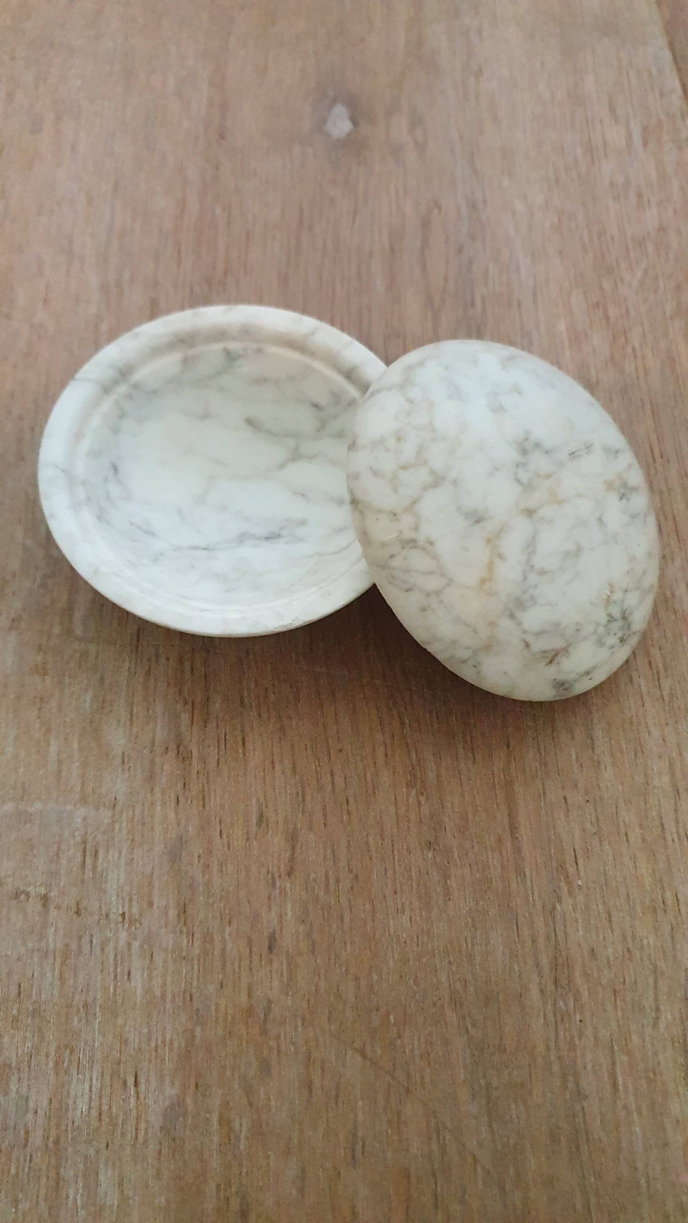 Round art deco marble jewelry box