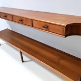 Entryway Set of Wall Mirror, Walnut Console and Bench by Brugnoli, Italy