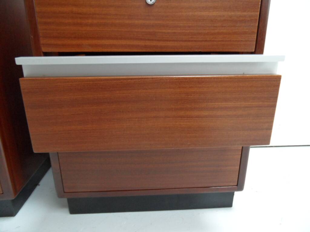 Mid century set of 2 mahogany filing cabinets