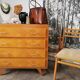 Vintage chest of drawers, compass legs, light wood