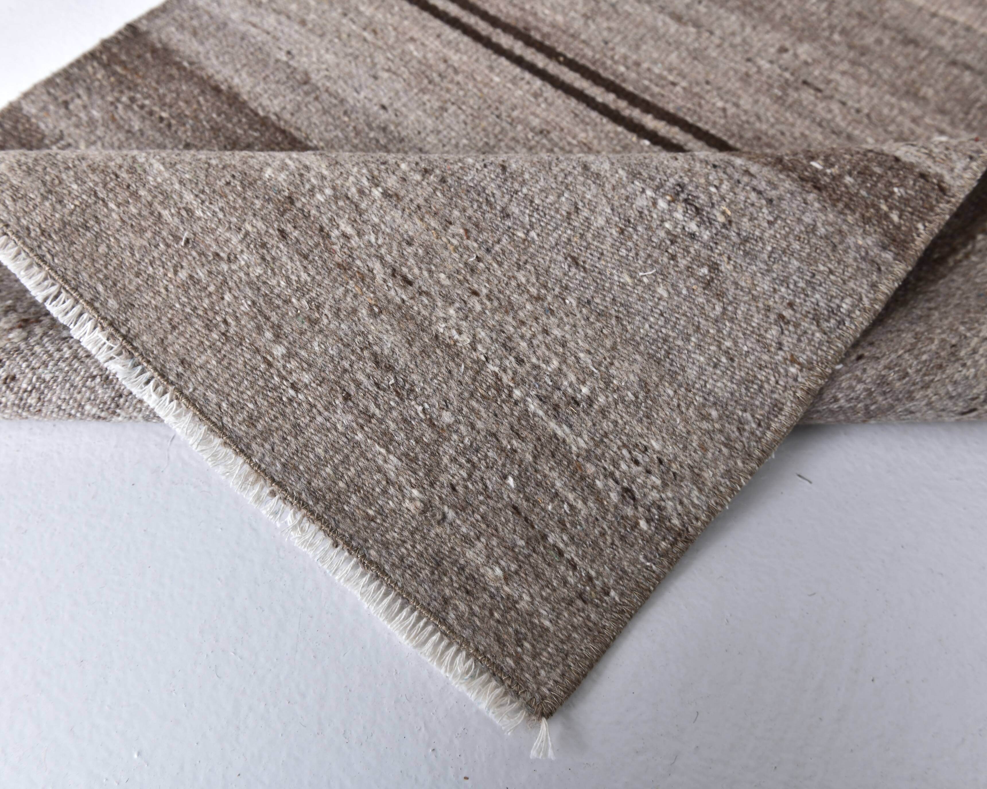 2x9 Brown Beige Striped Kilim Runner Rug 71x279Cm SK 241367