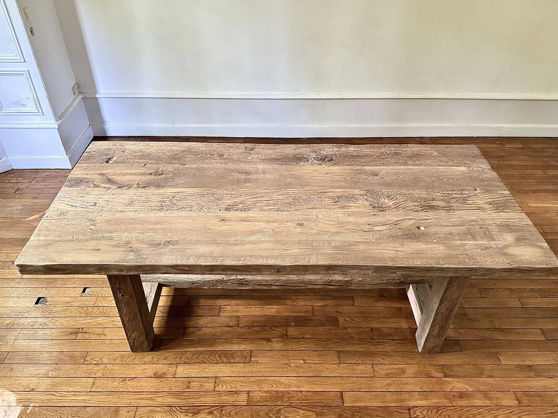 Farmhouse table in thick old solid oak - Dimensions 225x100 cm