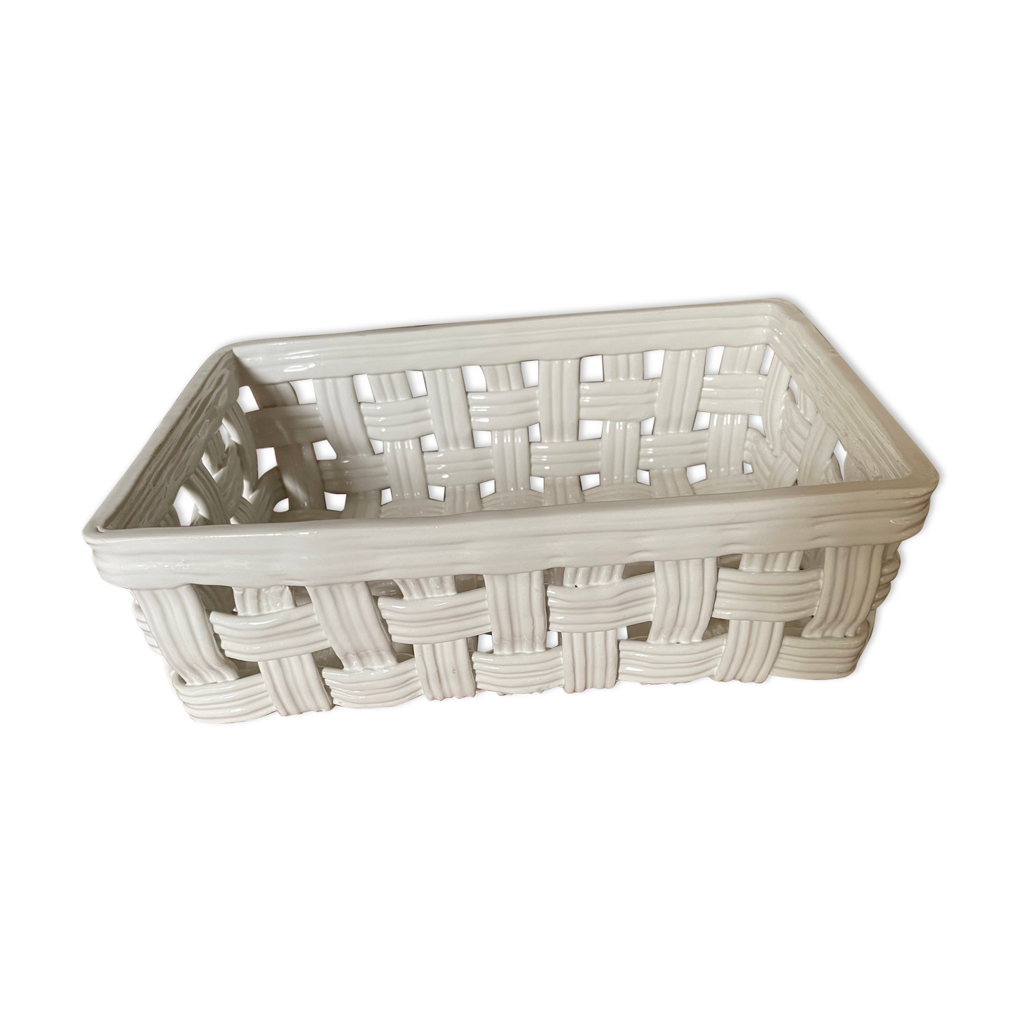 White ceramic basket