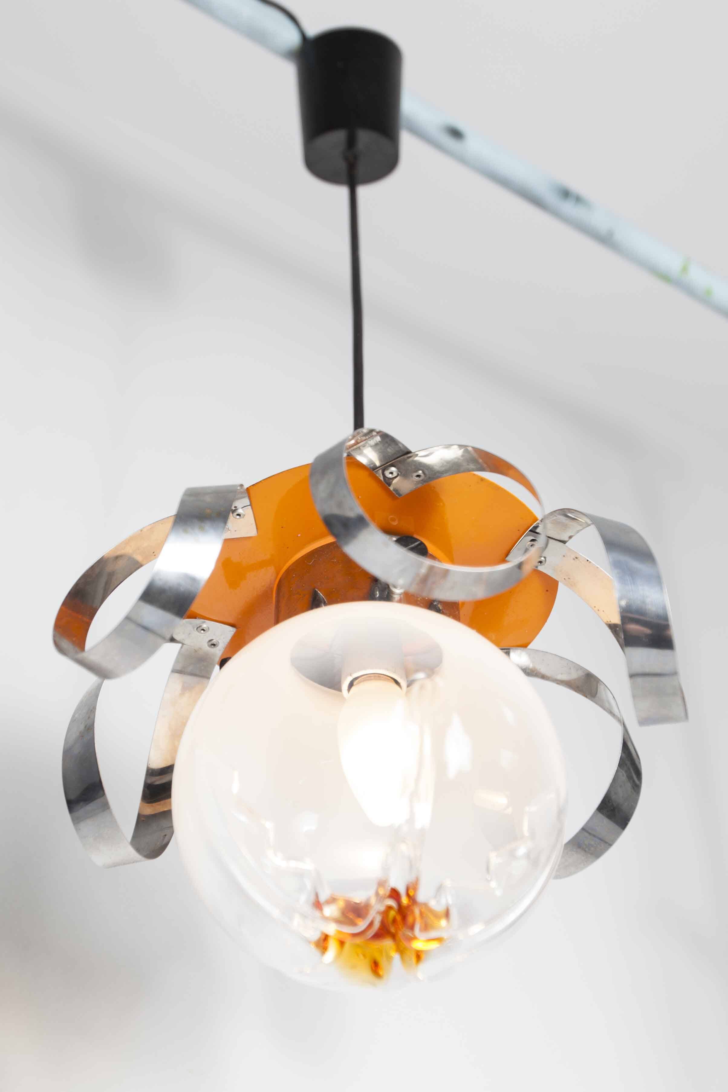Murano glass globe pendant light, Maazzega edition, Italian design