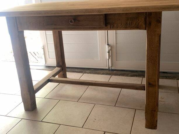 Solid oak table, handcrafted.