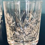 6 vintage chiseled crystal whisky glasses