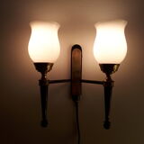 Double opaline and bronze wall lam