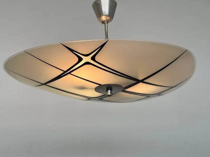 Mid-century design glass pendant by Napako, Czechoslovakia, 1970s.