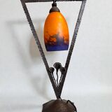 Art Deco lamp by Muller Frères Lunéville, signed glass, 1920.