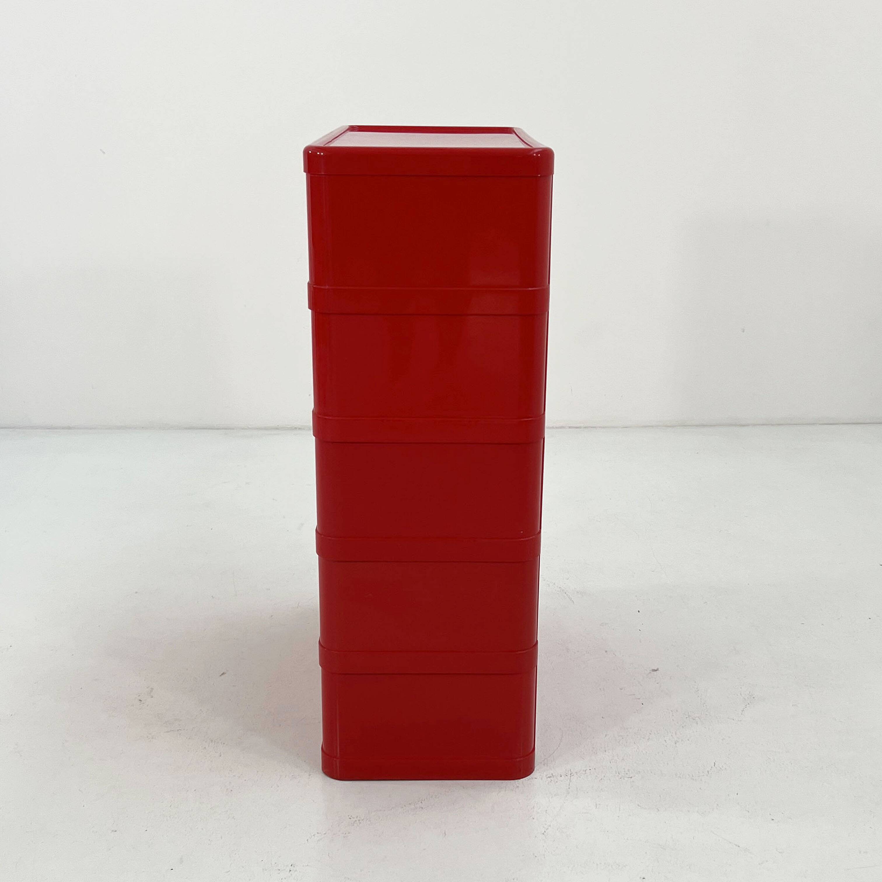 Red cabinet model "4964" by Olaf Von Bohr for Kartell, 1970