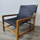 Leather and teak armchair