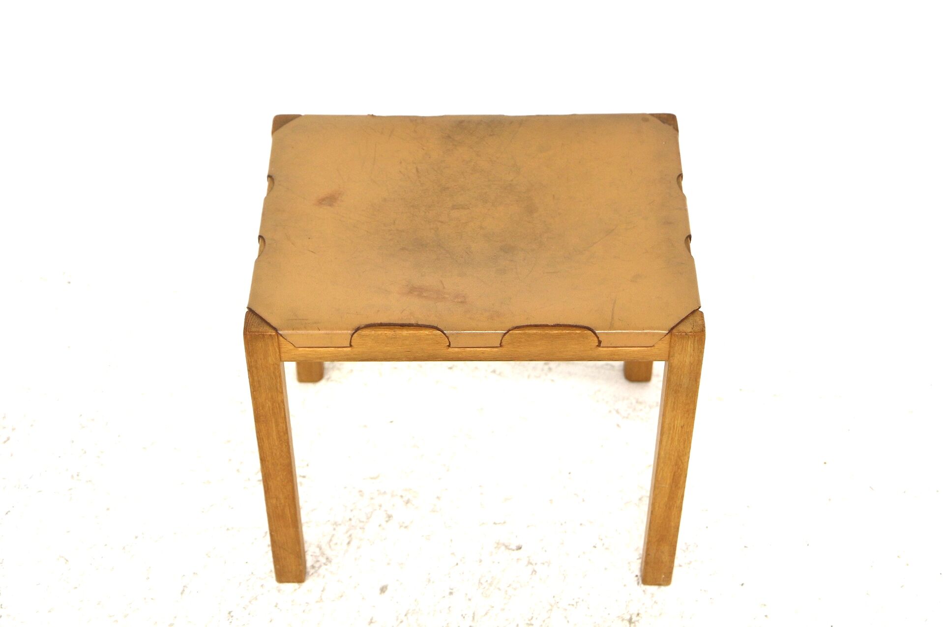 Leather stool "Model 1040", Glasmäster Markaryd, Sweden, 1960