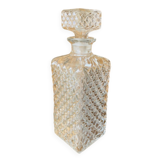 Diamond point crystal whiskey decanter